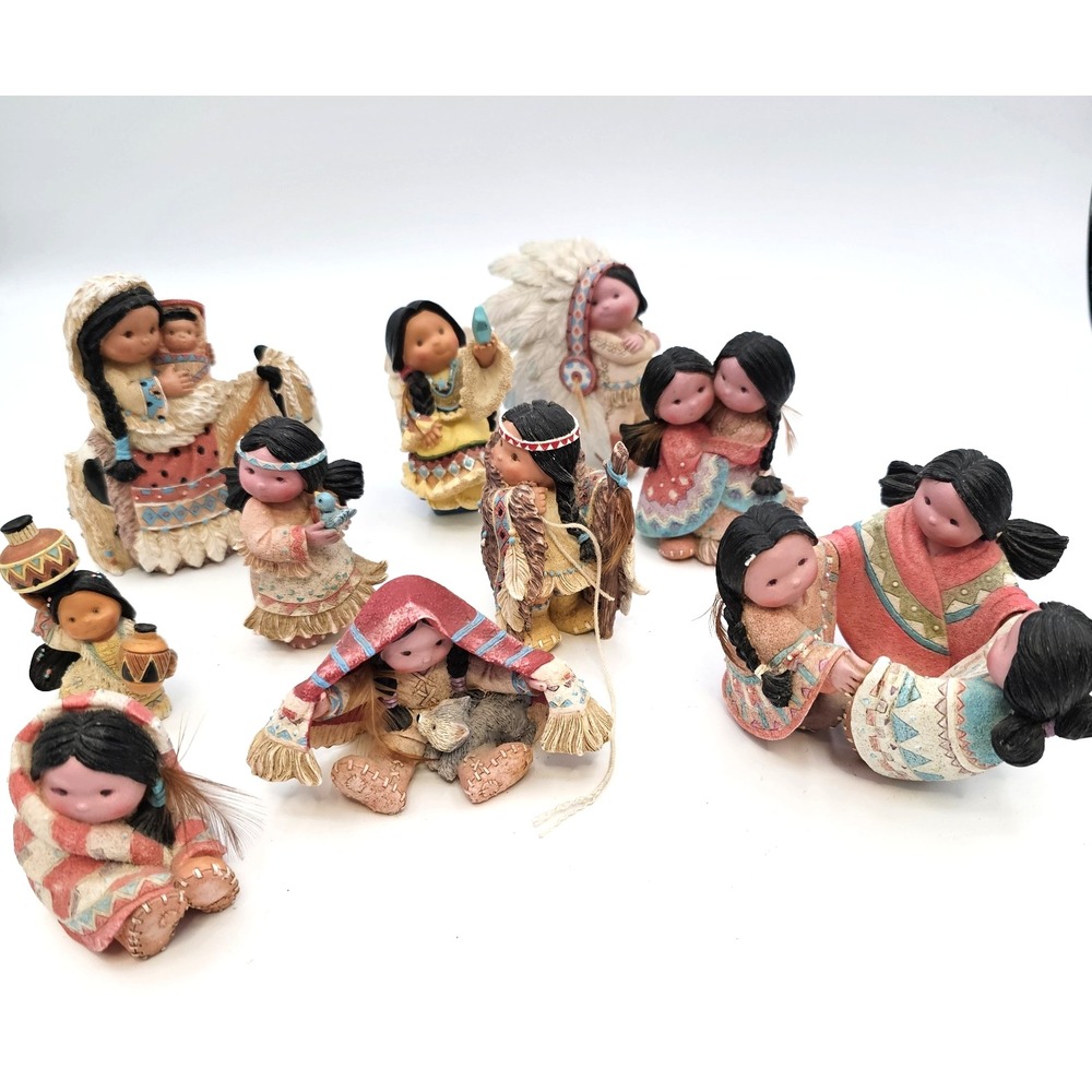 Enesco Friends of the Feather 10 Piece Lot Karen Hahn 1994 Native American Figur
